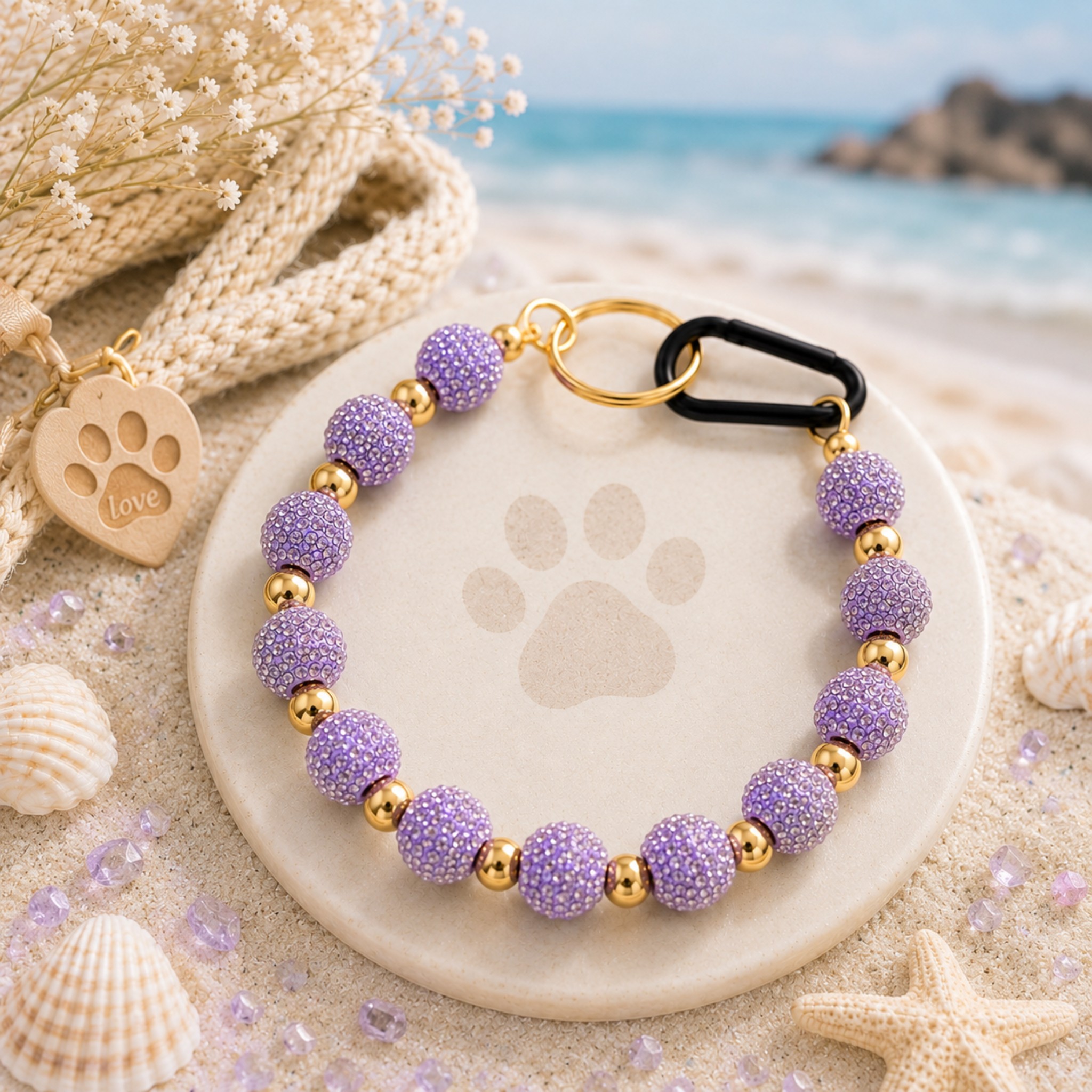 Collana per Cani "Sparkling Pearl" – Perle e Brillantini 8mm